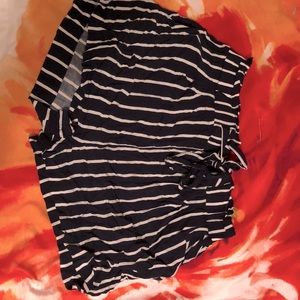 Navy Blue and white striped shorts they’re a L but feels like a M